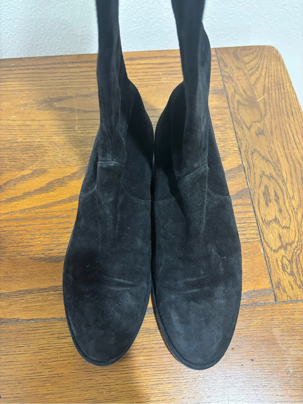 Stuart Weitzman Black Suede Over-the-Knee Tie-Back Boots